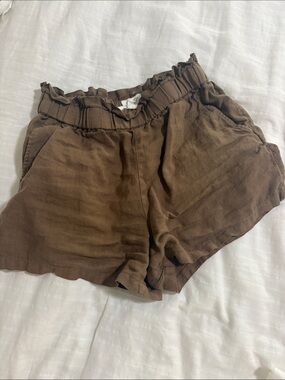 C&C 100% linen chocolate brown shorts